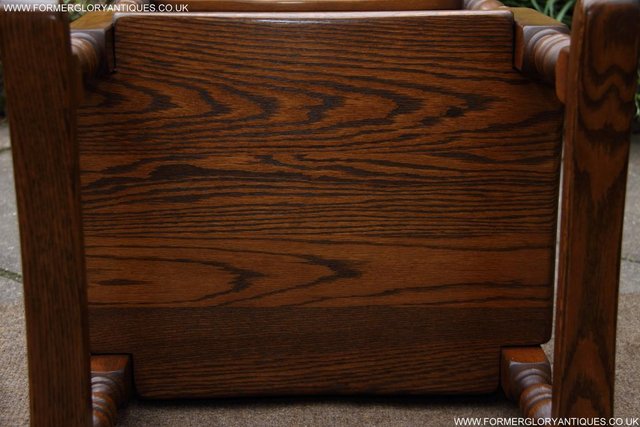 Image 26 of OLD CHARM LIGHT OAK MONKS SEAT BENCH SETTLE ARMCHAIR TABLE