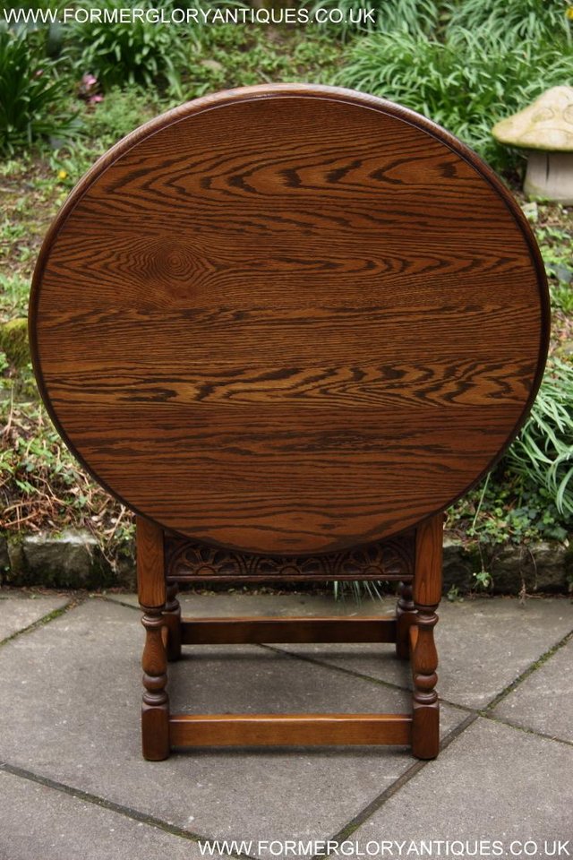 Image 28 of OLD CHARM LIGHT OAK MONKS SEAT BENCH SETTLE ARMCHAIR TABLE