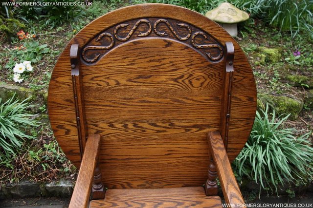 Image 29 of OLD CHARM LIGHT OAK MONKS SEAT BENCH SETTLE ARMCHAIR TABLE