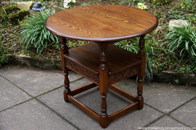 Image 37 of OLD CHARM LIGHT OAK MONKS SEAT BENCH SETTLE ARMCHAIR TABLE