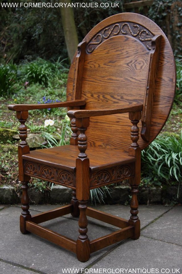 Image 44 of OLD CHARM LIGHT OAK MONKS SEAT BENCH SETTLE ARMCHAIR TABLE