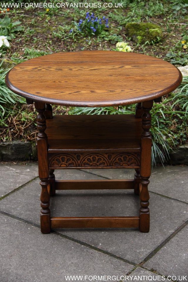 Image 47 of OLD CHARM LIGHT OAK MONKS SEAT BENCH SETTLE ARMCHAIR TABLE