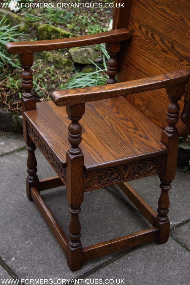 Image 52 of OLD CHARM LIGHT OAK MONKS SEAT BENCH SETTLE ARMCHAIR TABLE