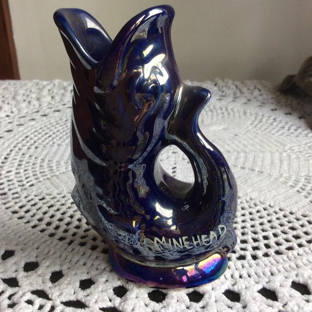 Preview of the first image of Blue lustre fish glug jug.