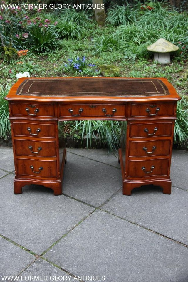 Image 56 of A YEW WOOD PEDESTAL DESK LAPTOP WRITING COMPUTER TABLE STAND