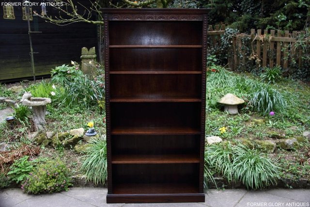 Image 10 of A JAYCEE OLD CHARM DISPLAY CABINET OPEN BOOKCASE SHELVES
