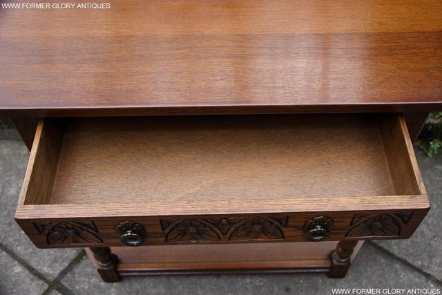 Image 19 of OLD CHARM LIGHT OAK CANTED HALL LAMP TABLE SIDEBOARD STAND