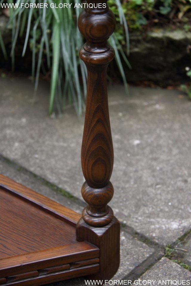 Image 21 of OLD CHARM LIGHT OAK CANTED HALL LAMP TABLE SIDEBOARD STAND