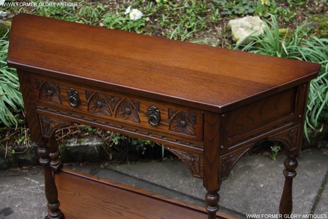 Image 26 of OLD CHARM LIGHT OAK CANTED HALL LAMP TABLE SIDEBOARD STAND