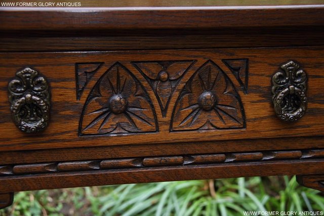 Image 29 of OLD CHARM LIGHT OAK CANTED HALL LAMP TABLE SIDEBOARD STAND