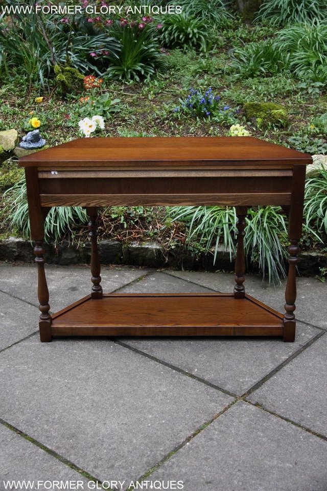 Image 32 of OLD CHARM LIGHT OAK CANTED HALL LAMP TABLE SIDEBOARD STAND