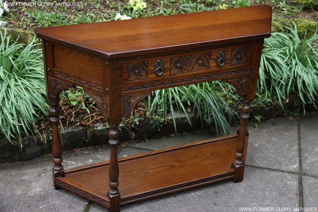 Image 33 of OLD CHARM LIGHT OAK CANTED HALL LAMP TABLE SIDEBOARD STAND