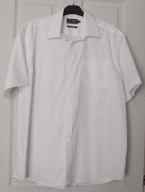 Preview of the first image of Mens white non iron cotton shirt by M&S - 16.5 collar  B6.