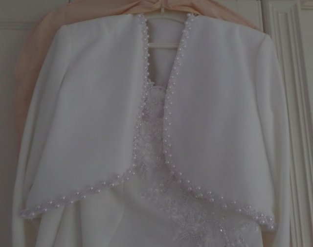Image 3 of Cream wedding or prom dress with matching bolero jacket