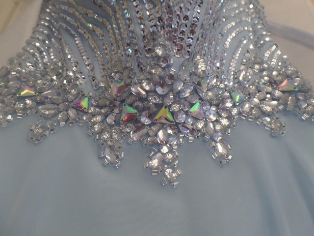 Image 2 of Prom Dress in gorgeous blue with diamanté trim