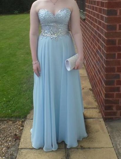 Image 3 of Prom Dress in gorgeous blue with diamanté trim
