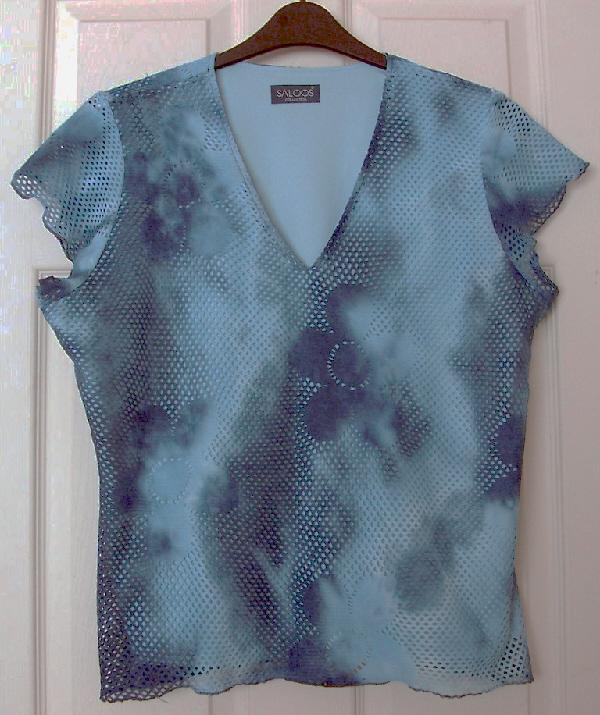 Preview of the first image of Ladies 2 Tone Short Sleeve Mesh Top By Saloos - Sz XL / XXL.
