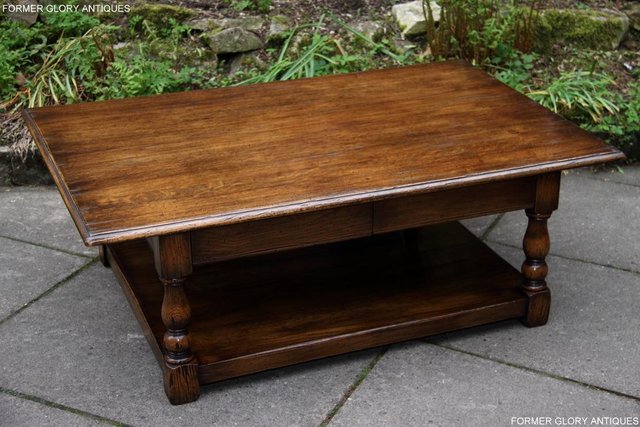 Image 2 of A TITCHMARSH GOODWIN STYLE OAK TWO DRAWER COFFEE TABLE STAND