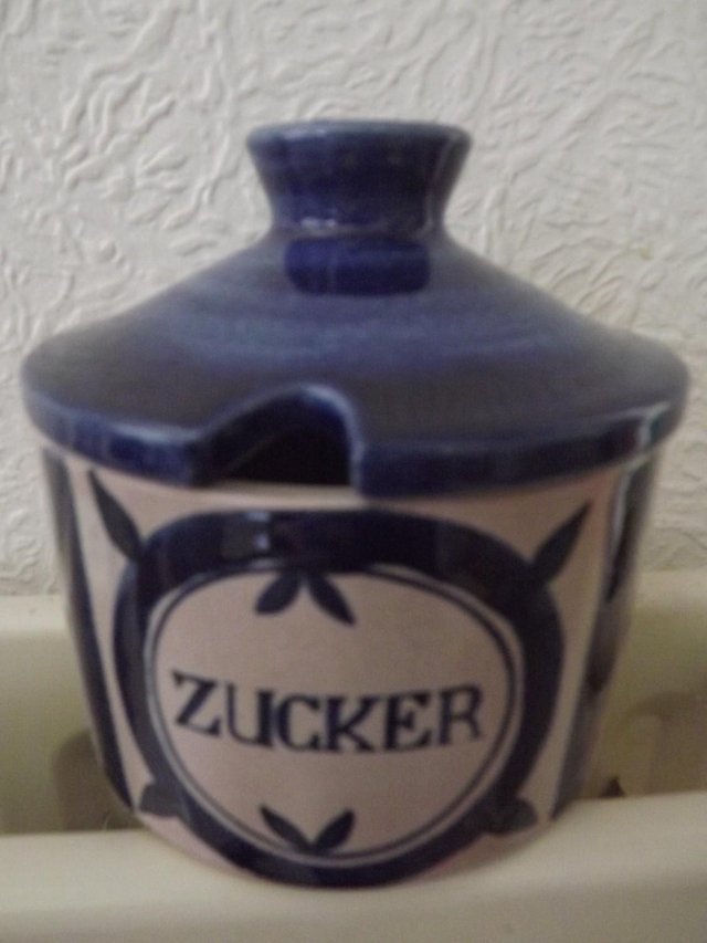 Preview of the first image of Handmade Swiss Luzerner ceramic sugar pot.