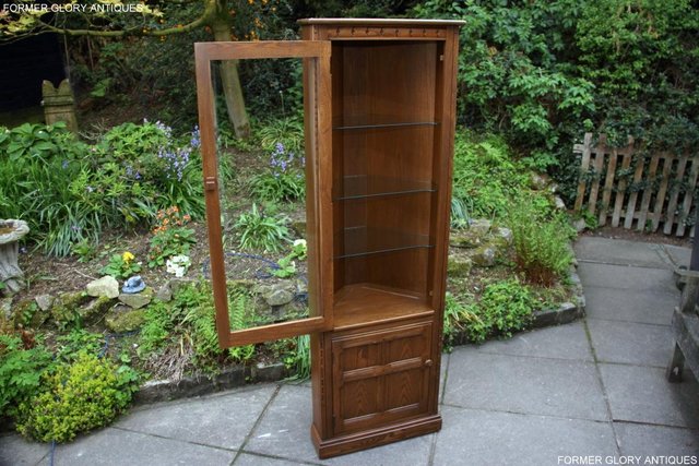 Image 3 of AN ERCOL GOLDEN DAWN CORNER DISPLAY CABINET CUPBOARD STAND