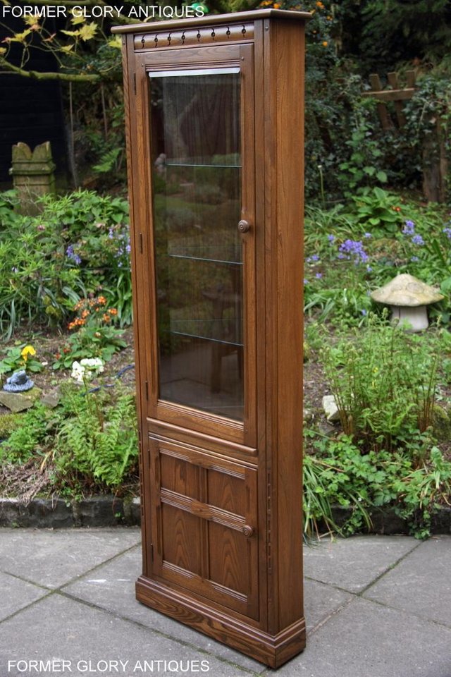 Image 6 of AN ERCOL GOLDEN DAWN CORNER DISPLAY CABINET CUPBOARD STAND