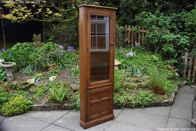 Image 8 of AN ERCOL GOLDEN DAWN CORNER DISPLAY CABINET CUPBOARD STAND
