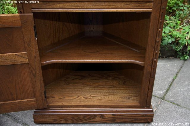 Image 9 of AN ERCOL GOLDEN DAWN CORNER DISPLAY CABINET CUPBOARD STAND