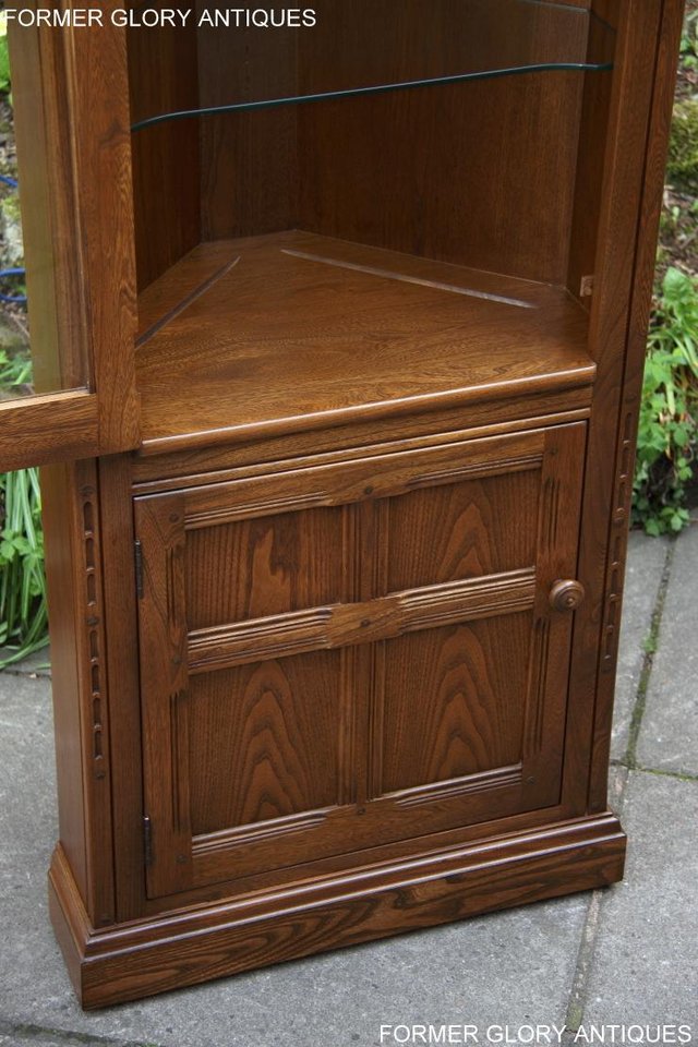 Image 10 of AN ERCOL GOLDEN DAWN CORNER DISPLAY CABINET CUPBOARD STAND