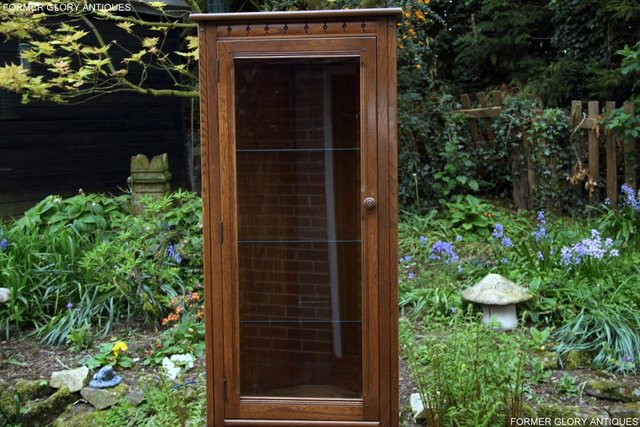 Image 12 of AN ERCOL GOLDEN DAWN CORNER DISPLAY CABINET CUPBOARD STAND