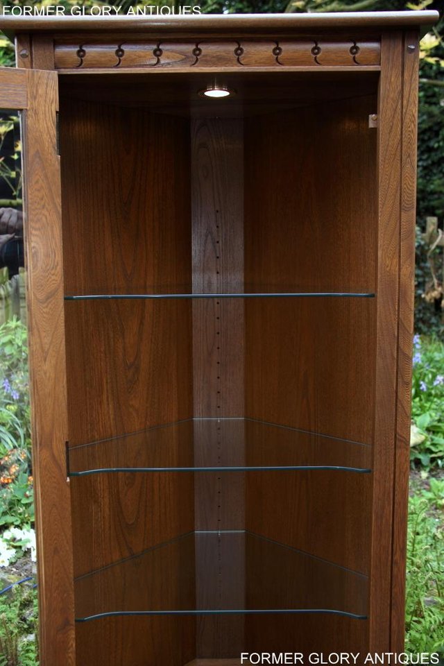 Image 13 of AN ERCOL GOLDEN DAWN CORNER DISPLAY CABINET CUPBOARD STAND