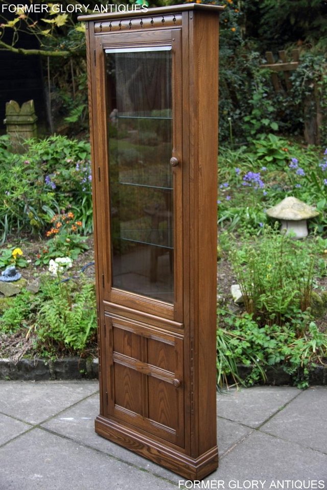 Image 18 of AN ERCOL GOLDEN DAWN CORNER DISPLAY CABINET CUPBOARD STAND