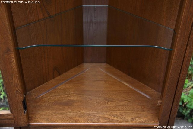 Image 19 of AN ERCOL GOLDEN DAWN CORNER DISPLAY CABINET CUPBOARD STAND