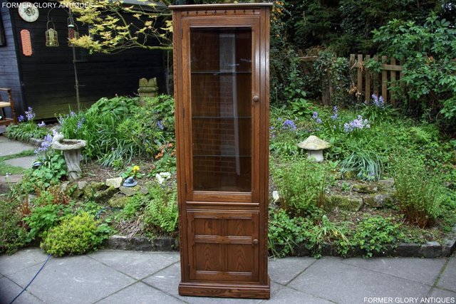 Image 23 of AN ERCOL GOLDEN DAWN CORNER DISPLAY CABINET CUPBOARD STAND