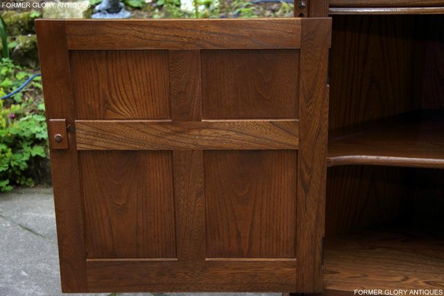 Image 27 of AN ERCOL GOLDEN DAWN CORNER DISPLAY CABINET CUPBOARD STAND