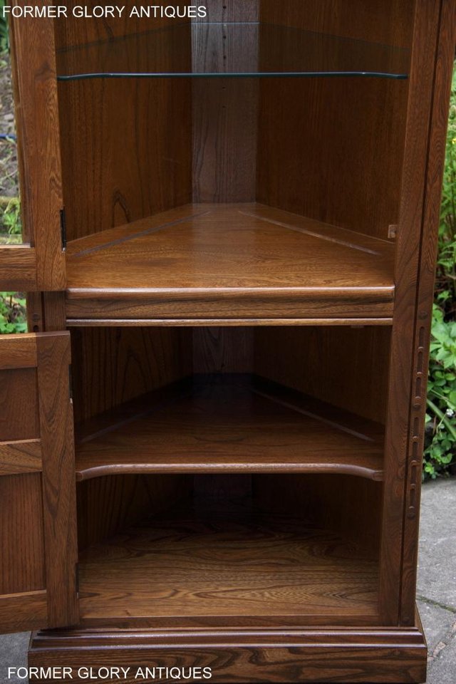 Image 31 of AN ERCOL GOLDEN DAWN CORNER DISPLAY CABINET CUPBOARD STAND