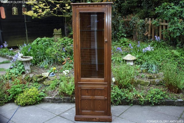 Image 32 of AN ERCOL GOLDEN DAWN CORNER DISPLAY CABINET CUPBOARD STAND