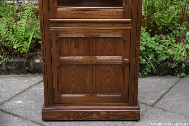Image 35 of AN ERCOL GOLDEN DAWN CORNER DISPLAY CABINET CUPBOARD STAND