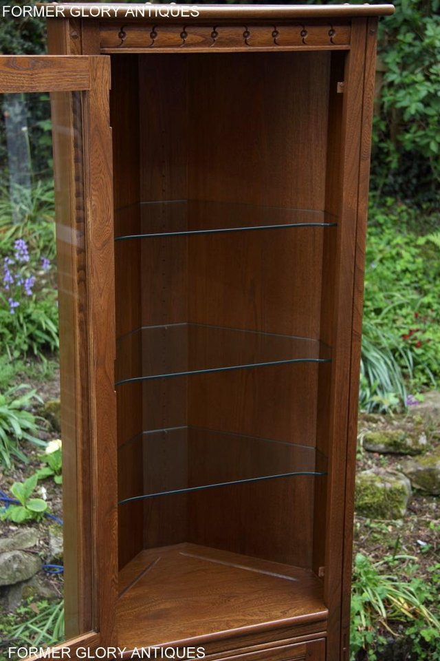 Image 37 of AN ERCOL GOLDEN DAWN CORNER DISPLAY CABINET CUPBOARD STAND