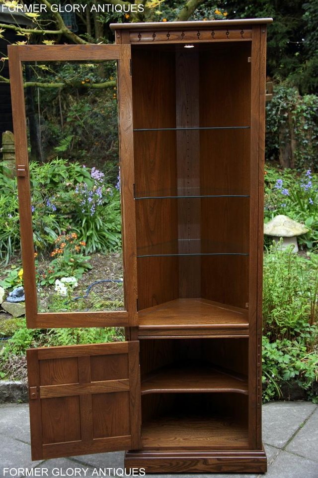 Image 38 of AN ERCOL GOLDEN DAWN CORNER DISPLAY CABINET CUPBOARD STAND
