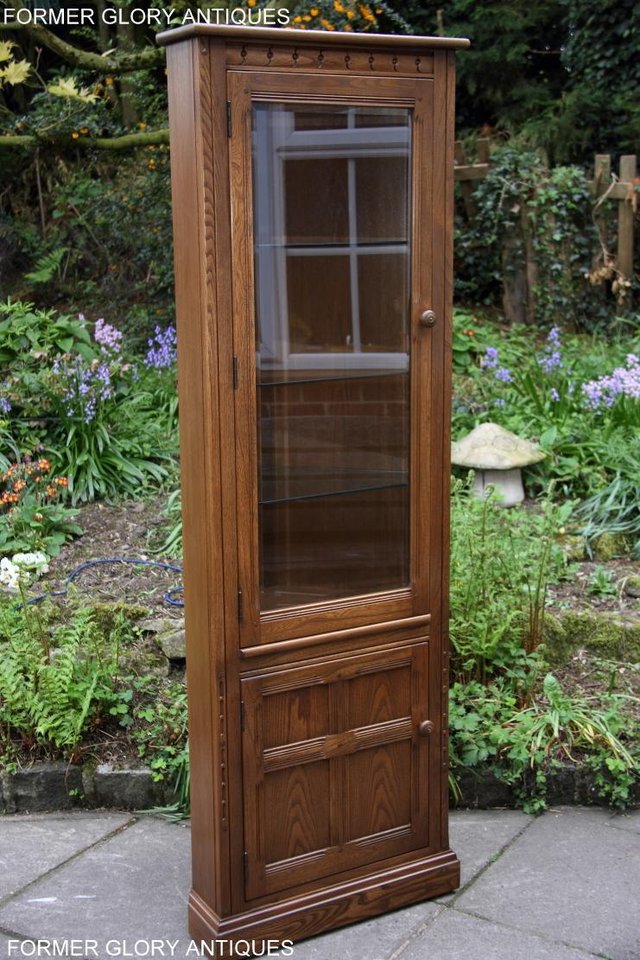 Image 39 of AN ERCOL GOLDEN DAWN CORNER DISPLAY CABINET CUPBOARD STAND
