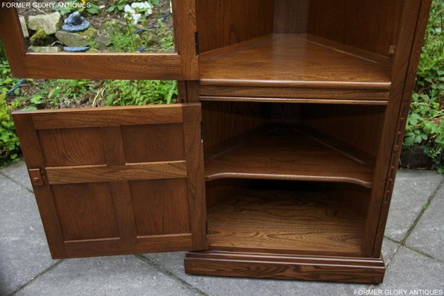Image 40 of AN ERCOL GOLDEN DAWN CORNER DISPLAY CABINET CUPBOARD STAND