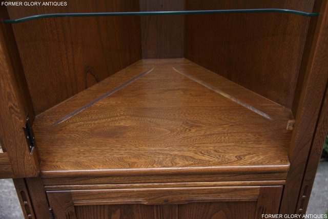 Image 46 of AN ERCOL GOLDEN DAWN CORNER DISPLAY CABINET CUPBOARD STAND