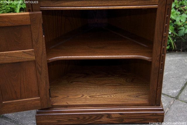 Image 49 of AN ERCOL GOLDEN DAWN CORNER DISPLAY CABINET CUPBOARD STAND