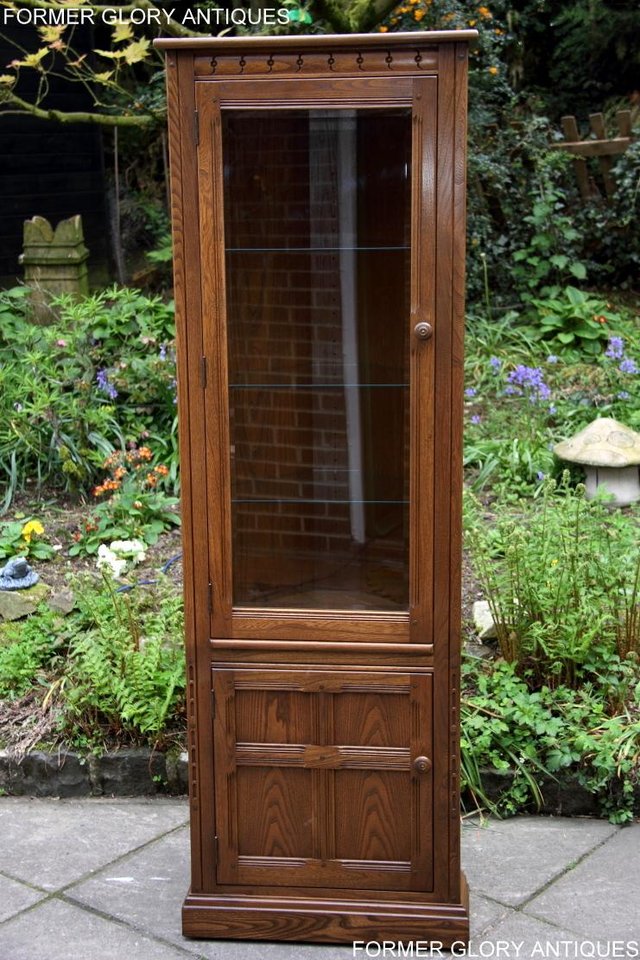 Image 51 of AN ERCOL GOLDEN DAWN CORNER DISPLAY CABINET CUPBOARD STAND