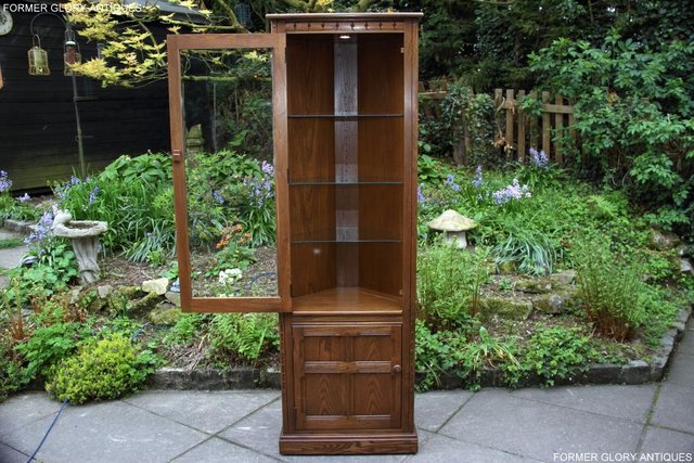 Image 52 of AN ERCOL GOLDEN DAWN CORNER DISPLAY CABINET CUPBOARD STAND