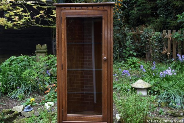 Image 59 of AN ERCOL GOLDEN DAWN CORNER DISPLAY CABINET CUPBOARD STAND