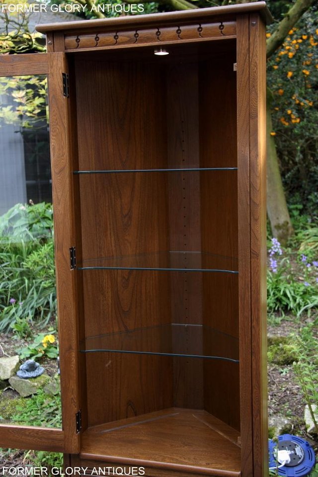 Image 60 of AN ERCOL GOLDEN DAWN CORNER DISPLAY CABINET CUPBOARD STAND