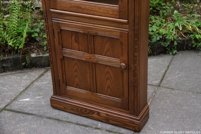 Image 63 of AN ERCOL GOLDEN DAWN CORNER DISPLAY CABINET CUPBOARD STAND