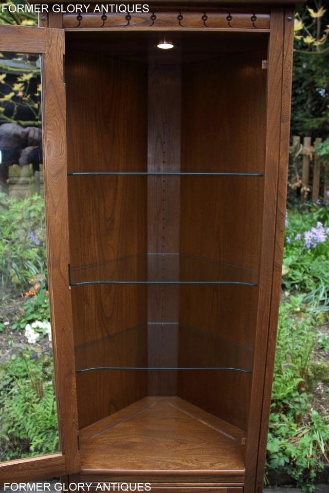 Image 66 of AN ERCOL GOLDEN DAWN CORNER DISPLAY CABINET CUPBOARD STAND