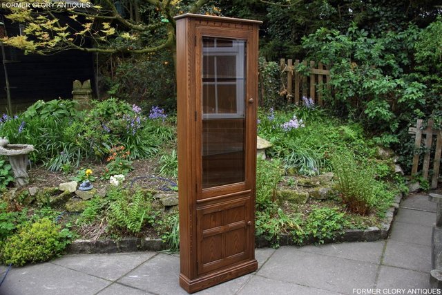 Image 68 of AN ERCOL GOLDEN DAWN CORNER DISPLAY CABINET CUPBOARD STAND